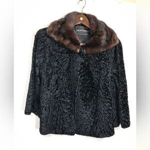 Vintage Montaldo’s Faux Fur Coat Womens See Measurements Black Classic
